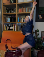 Tweedelige Denim Set met Top en Rok Dames