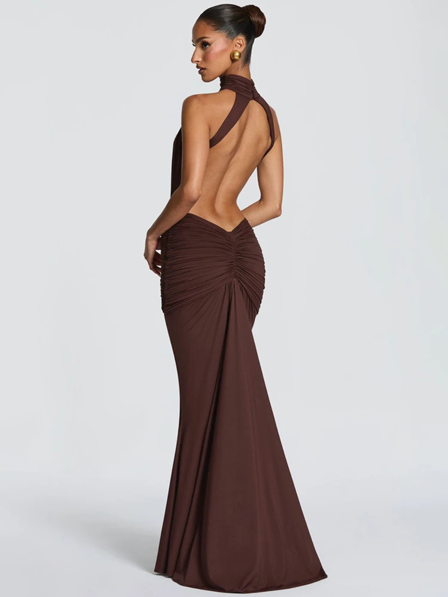 Maxi jurk met open rug Dames