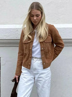 Suede Jas Dames met Borstzakken