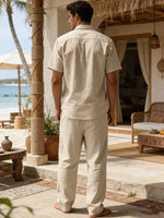 Tweedelige zomer set met wijde lange broek Heren