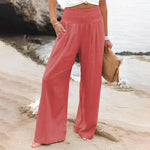 Wijde zomerbroek met elastische tailleband Dames