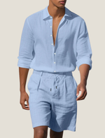 2-Delige Zomer Set met Overhemd en Short Heren