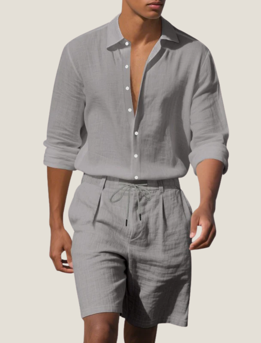 2-Delige Zomer Set met Overhemd en Short Heren