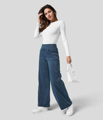 Wijde jeans met hoge taille en stretch Dames