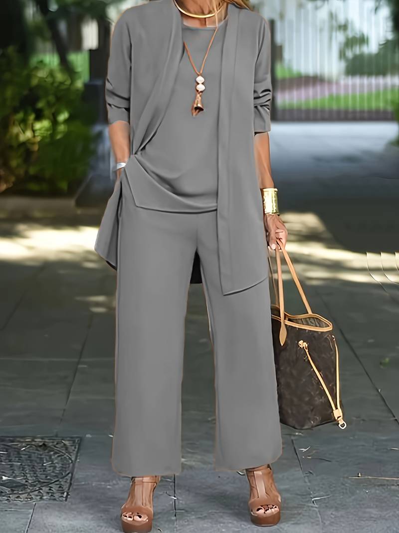 Driedelige set met wijde broek Dames