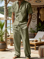 Tweedelige zomer set met wijde lange broek Heren