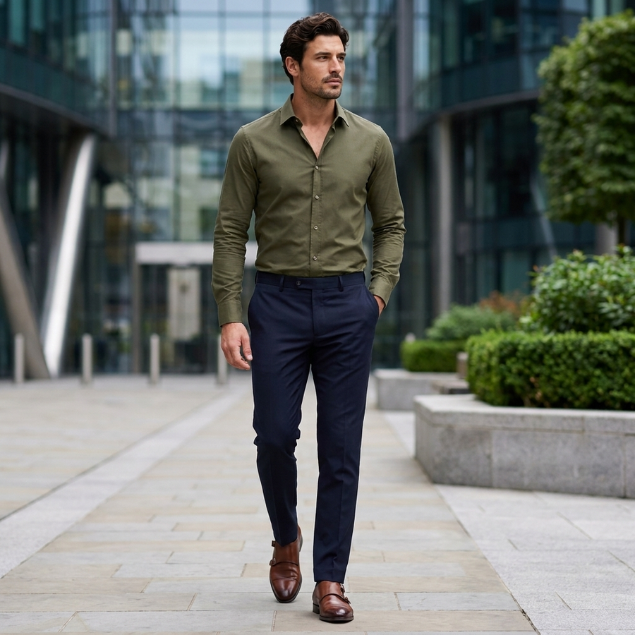 Slim fit overhemd met stretch Heren