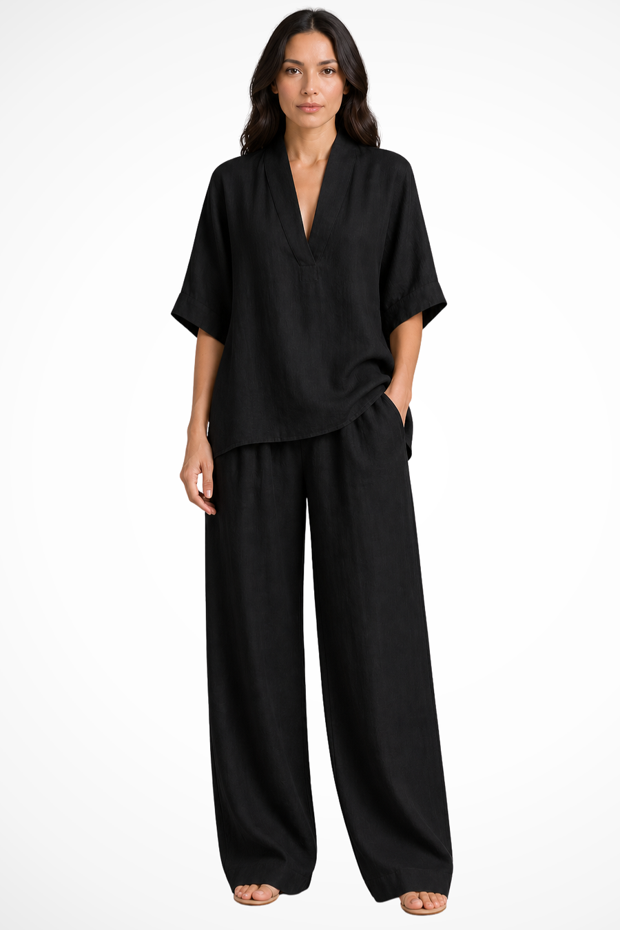 Tweedelige Lounge Set met V-Hals Dames