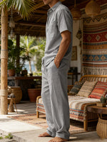 Tweedelige zomer set met wijde lange broek Heren