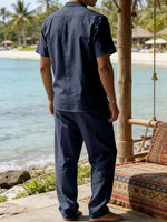Tweedelige zomer set met wijde lange broek Heren