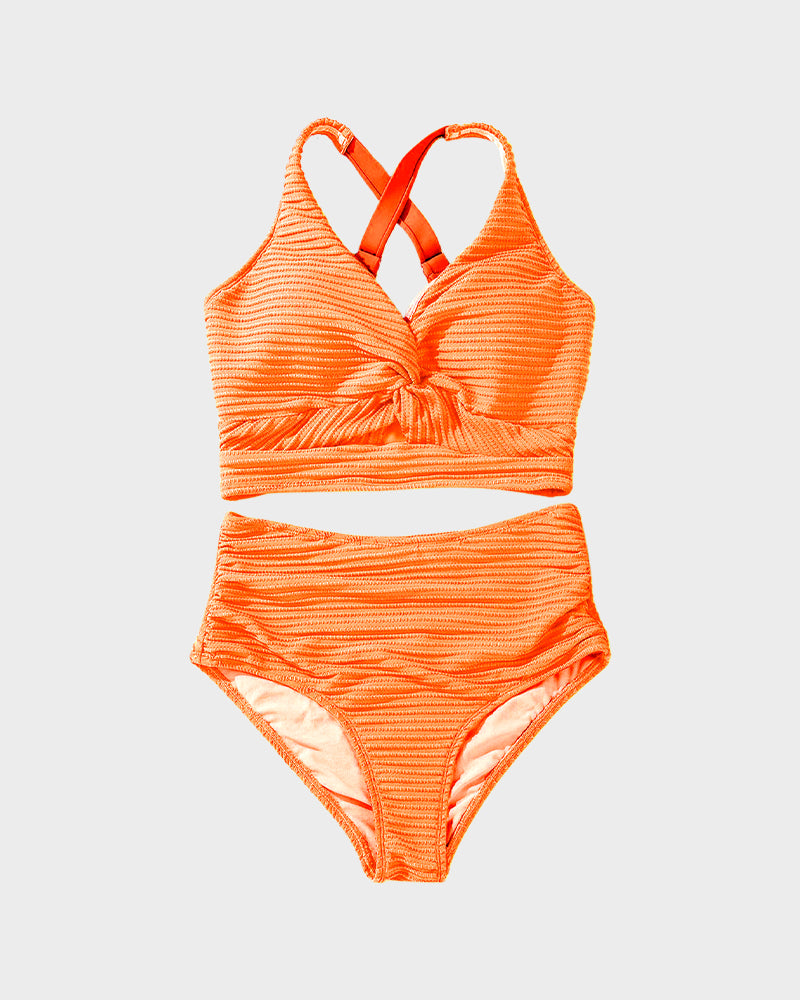 Geribde Bikini Set met Hoge Taille Dames