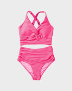 Geribde Bikini Set met Hoge Taille Dames