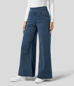 Wijde jeans met hoge taille en stretch Dames