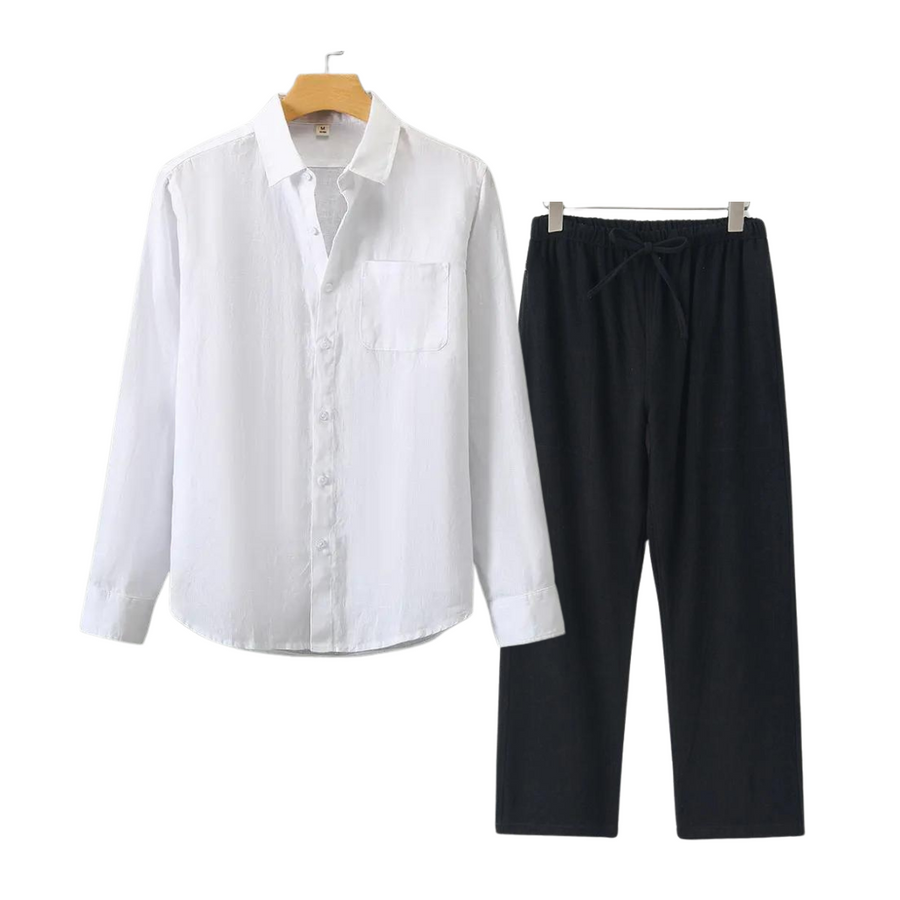 2-delige zomer set met overhemd en lange broek Heren