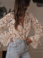 Kanten blouse met lange mouwen Dames