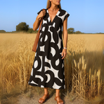 Losvallende maxi zomerjurk met V-Hals dames