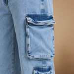Baggy cargobroek met wijde pijpen Dames