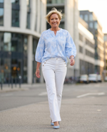 Blouse met V-hals en bloemenprint Dames