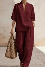 Tweedelige Lounge Set met V-Hals Dames