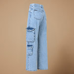 Baggy cargobroek met wijde pijpen Dames