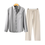 2-delige zomer set met overhemd en lange broek Heren