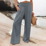 Wijde zomerbroek met elastische tailleband Dames