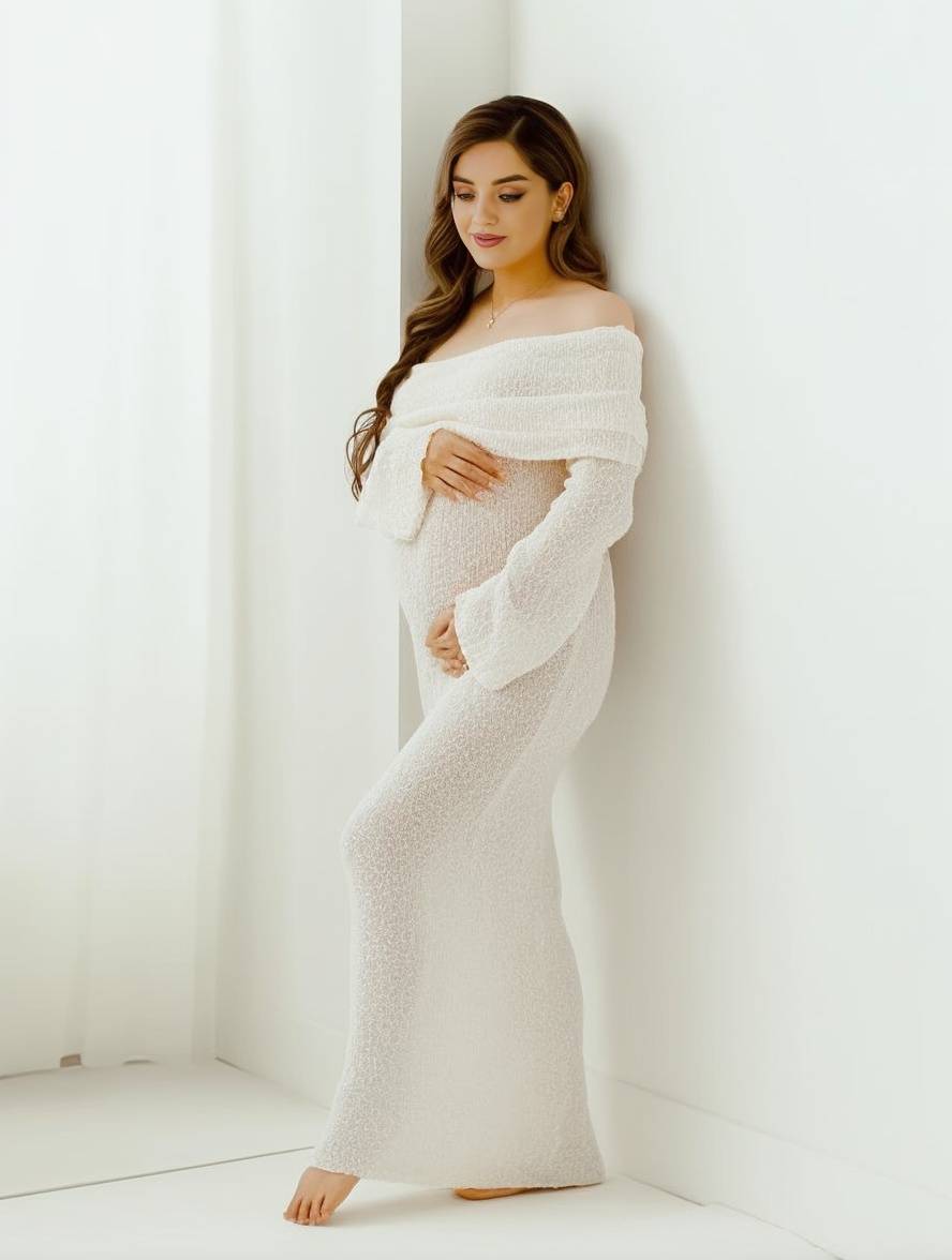 Maxi zwangerschapsjurk met off shoulder Dames