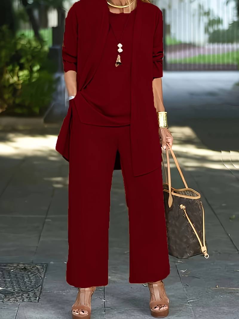 Driedelige set met wijde broek Dames