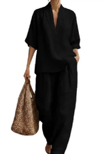 Tweedelige Lounge Set met V-Hals Dames