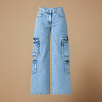 Baggy cargobroek met wijde pijpen Dames