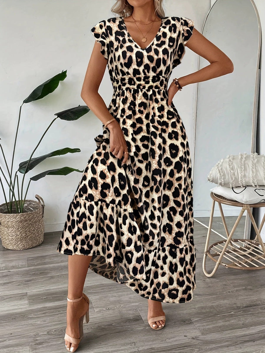 Maxi jurk met V-Hals en getailleerde taille Dames