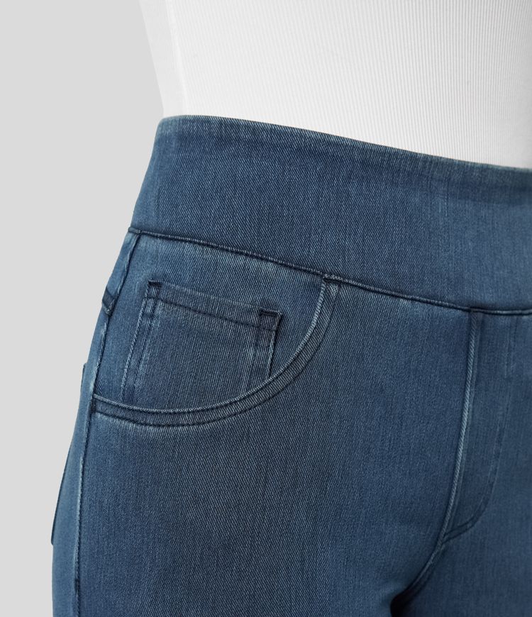 Wijde jeans met hoge taille en stretch Dames