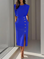 Midi jurk met knopen Dames