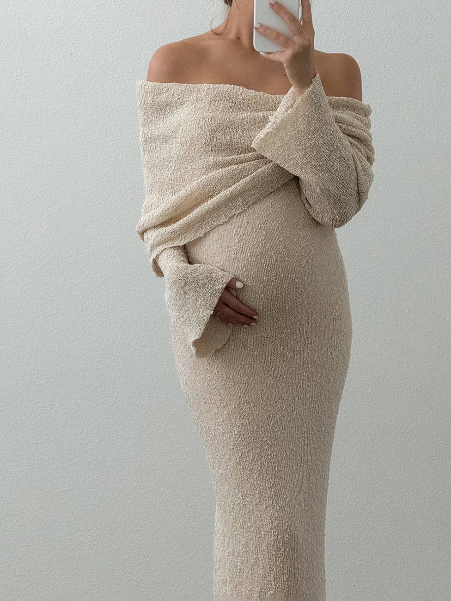 Maxi zwangerschapsjurk met off shoulder Dames