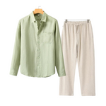2-delige zomer set met overhemd en lange broek Heren