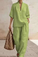 Tweedelige Lounge Set met V-Hals Dames