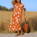 Losvallende maxi zomerjurk met V-Hals dames