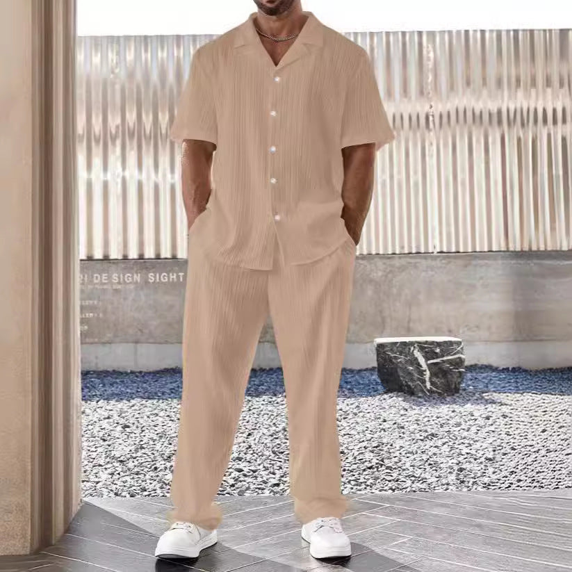 Tweedelige set met korte mouwen en lange broek Heren