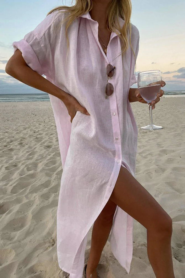 Maxi blousejurk met knoopsluiting Dames