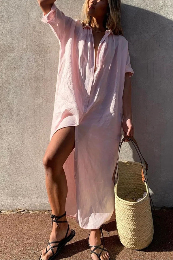 Maxi blousejurk met knoopsluiting Dames