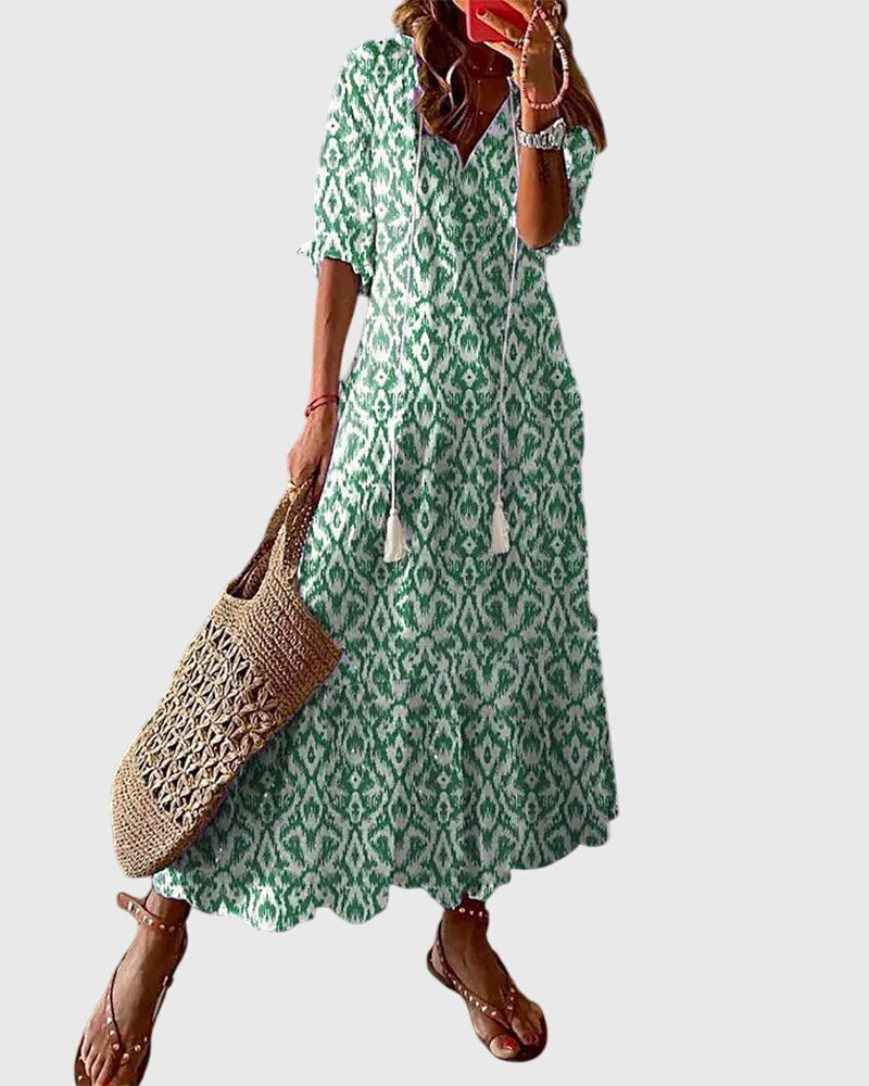 Boho maxi jurk met print Dames