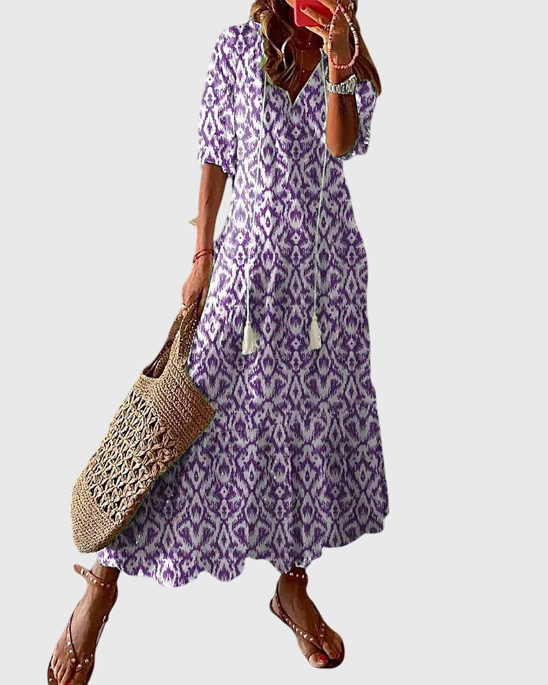 Boho maxi jurk met print Dames