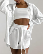 Co-ord zomer set met overhemd en short Dames