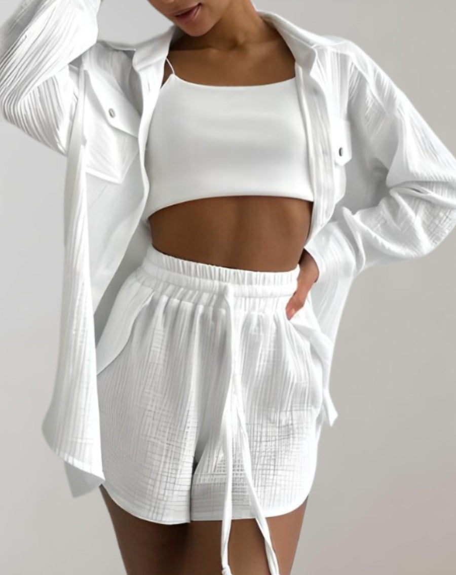 Co-ord zomer set met overhemd en short Dames