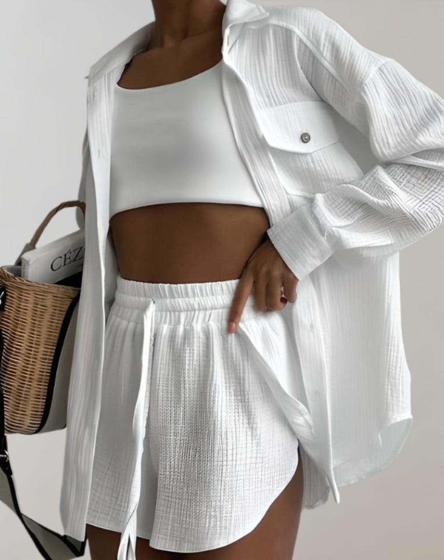 Co-ord zomer set met overhemd en short Dames