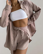 Co-ord zomer set met overhemd en short Dames