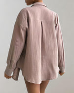 Co-ord zomer set met overhemd en short Dames