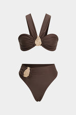 Asymmetrische bikini set met metallic details Dames