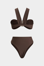 Asymmetrische bikini set met metallic details Dames