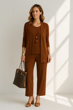 Driedelige set met wijde broek Dames